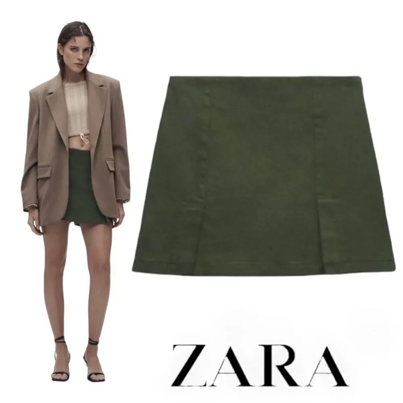 ZARA | Khaki | VENTED SKORT - Picture 1 of 10